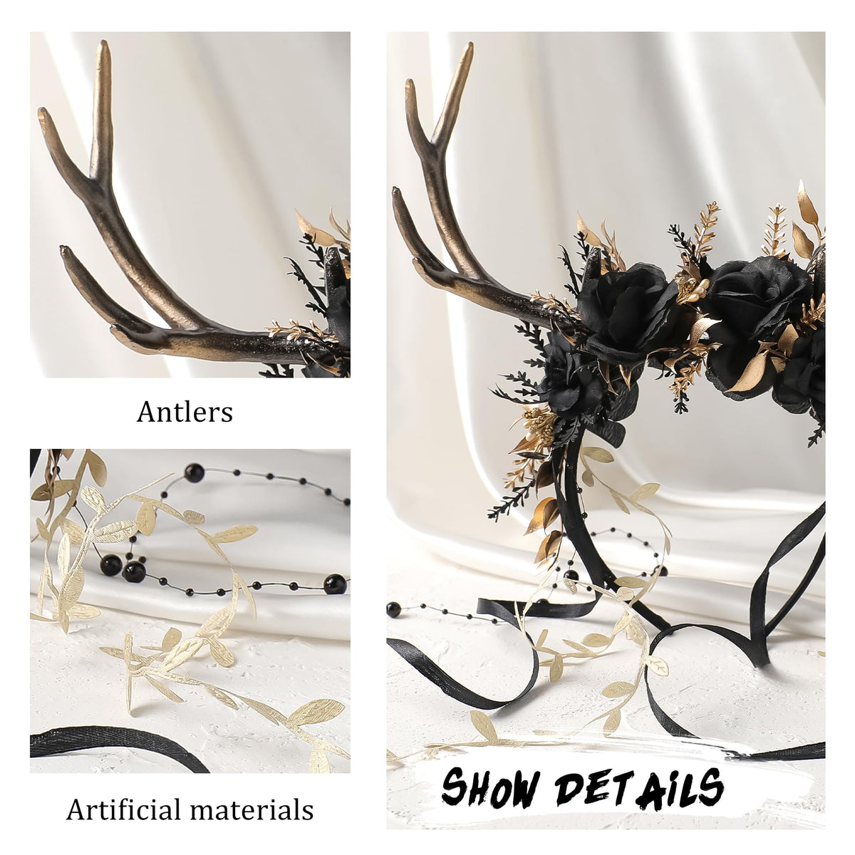 MOSTORY dramatic antlers with nature inspired details elevate woodland cosplay