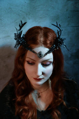 MOSTORY Elf Crown with ribbon shows adjustable fit for comfortable wear