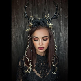 MOSTORY flower antlers feature delicate vine tassels for magical forest looks
