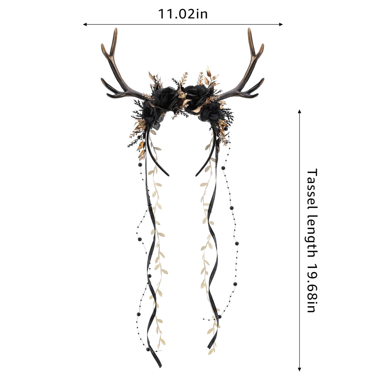 MOSTORY Black Flower Reindeer Headpiece comfortable for long wear