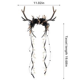 MOSTORY Black Flower Reindeer Headpiece comfortable for long wear