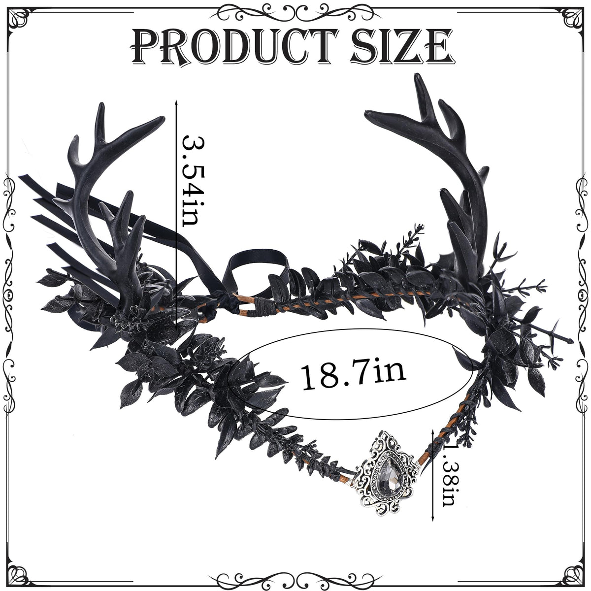 MOSTORY Black Flower Antler Crown enhances bridal or gothic wedding looks