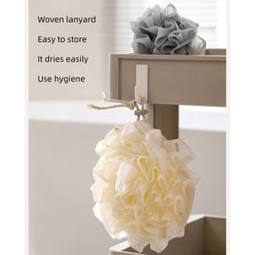 MOSYFEIBI drawstring loofah-dish towel offers portable storage and drying