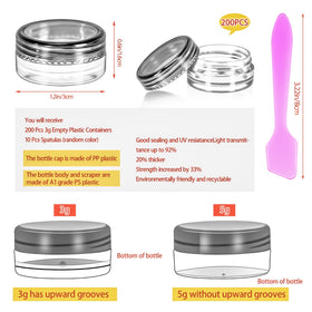 MotBach 3ml clear cosmetic container lets you see contents at a glance.
