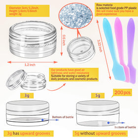 MotBach 3ml round clear cosmetic containers for easy on-the-go sampling.