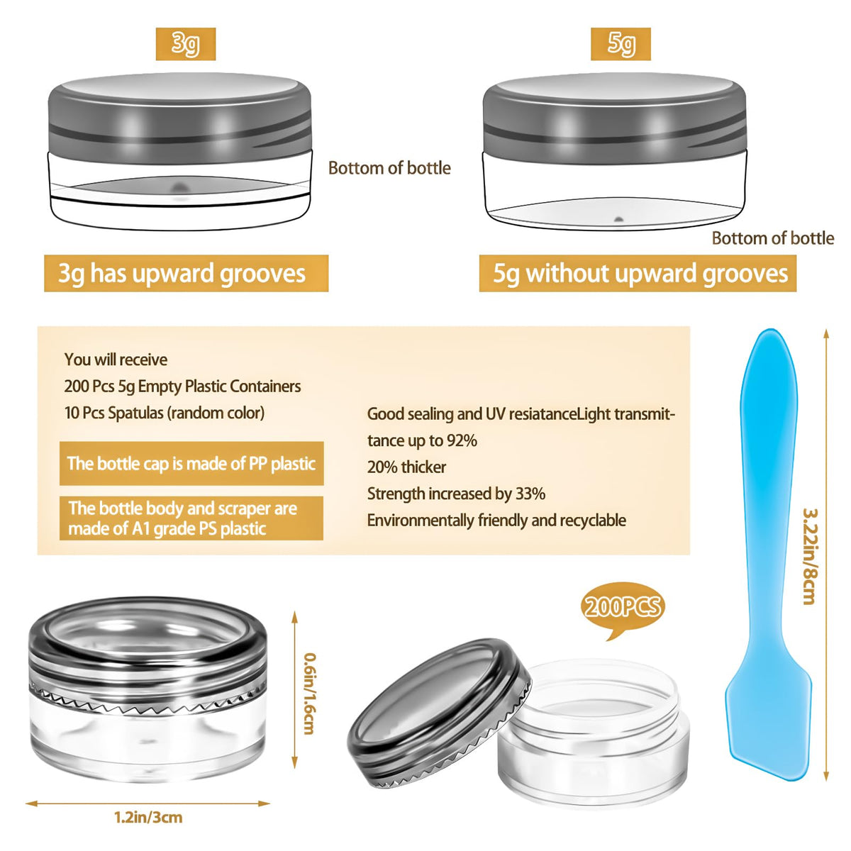 MotBach clear round container with tight-seal lid for leak protection