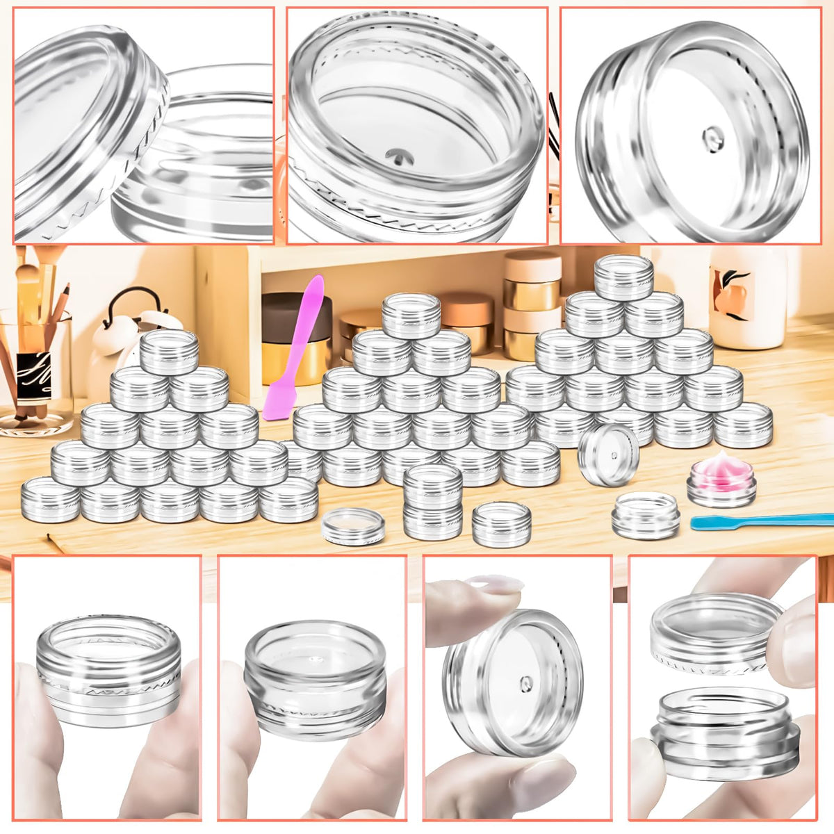 MotBach travel jars with spatulas enable clean, mess-free dispensing.