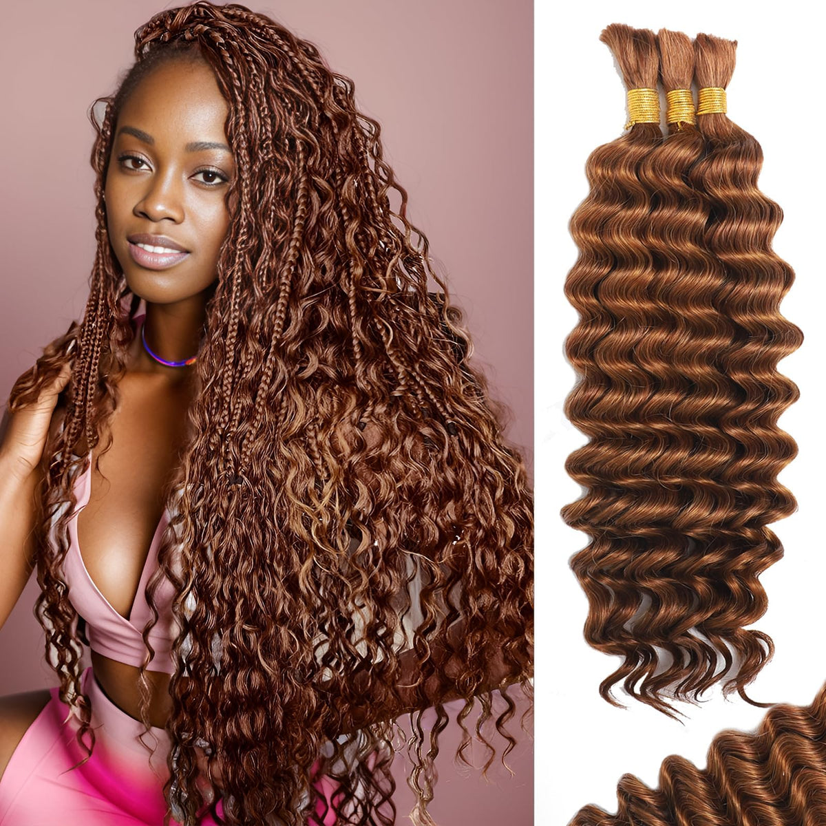 MOTFIN auburn ginger braiding hair, 16-inch length, ideal for vibrant boho knotless braids.