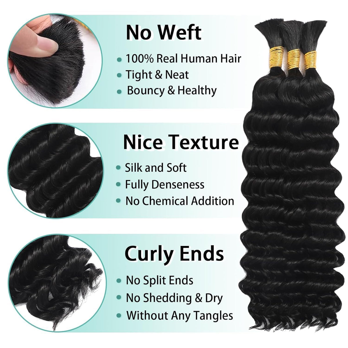 MOTFIN curly hair for knotless braids—three bundles per pack for easy installation.