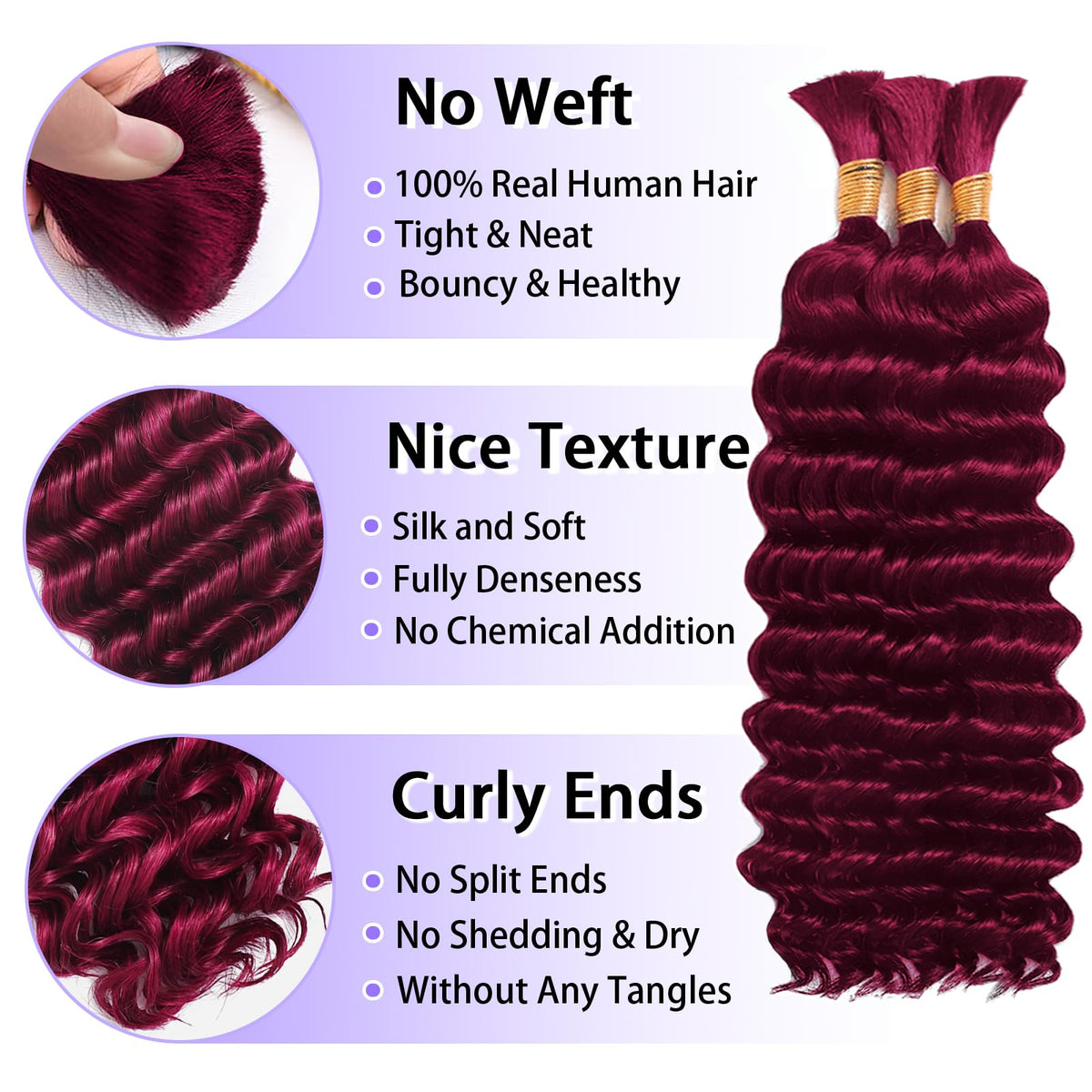 MOTFIN Brazilian Remy Virgin Curly hair for smooth, tangle-free braids