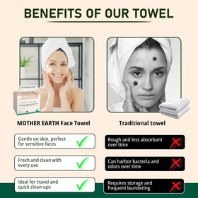 Mother Earth Bamboo Face Towels XL disposable wipes for quick makeup removal.