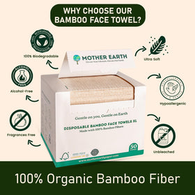 Mother Earth Bamboo Face Towels XL made from bamboo viscose for sustainability and softness.