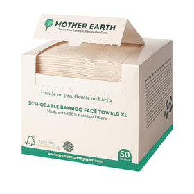 Mother Earth Bamboo Face Towels XL showing their soft texture for gentle cleansing.