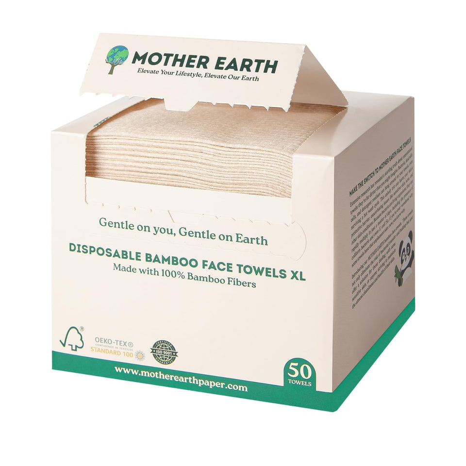 Mother Earth Bamboo Face Towels XL showing their soft texture for gentle cleansing.