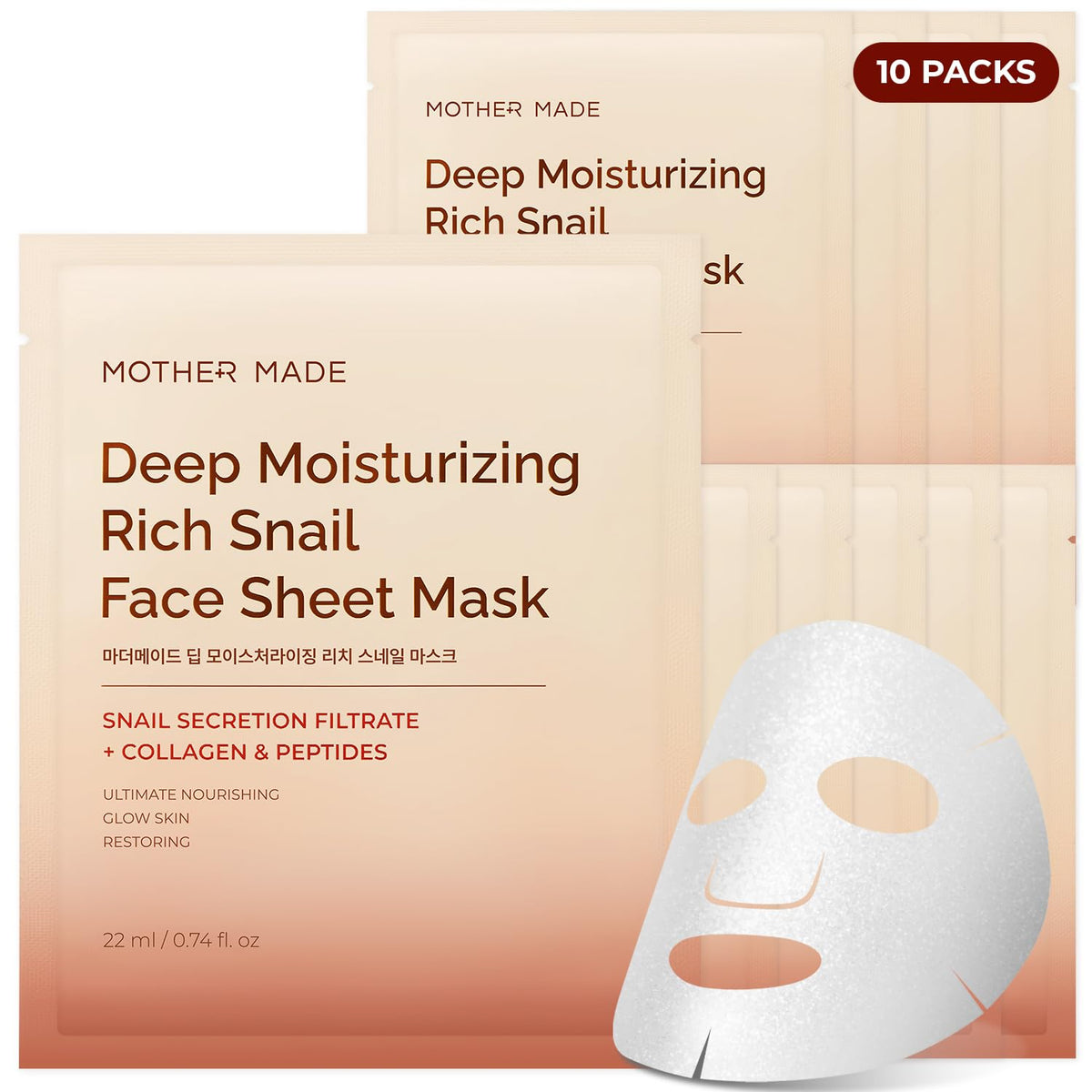 Mother Made snail mask front label highlights cruelty-free skincare benefits