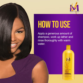 Hair after washing with Motions shampoo showing soft touch and shine