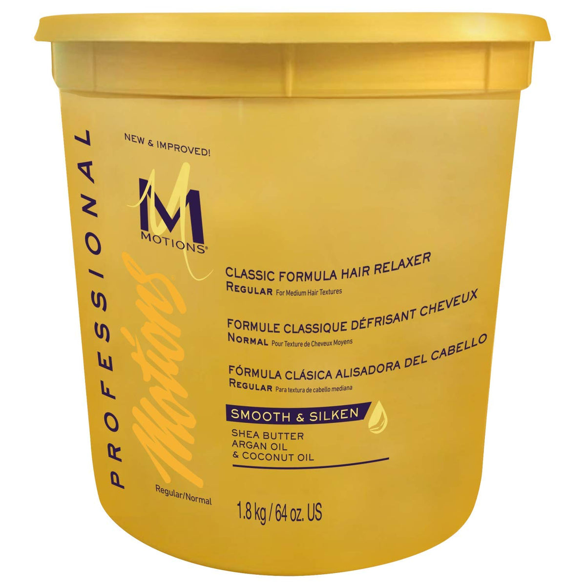 Motions Motons Regular Hair Relaxer 64oz bottle delivering smooth salon-ready results
