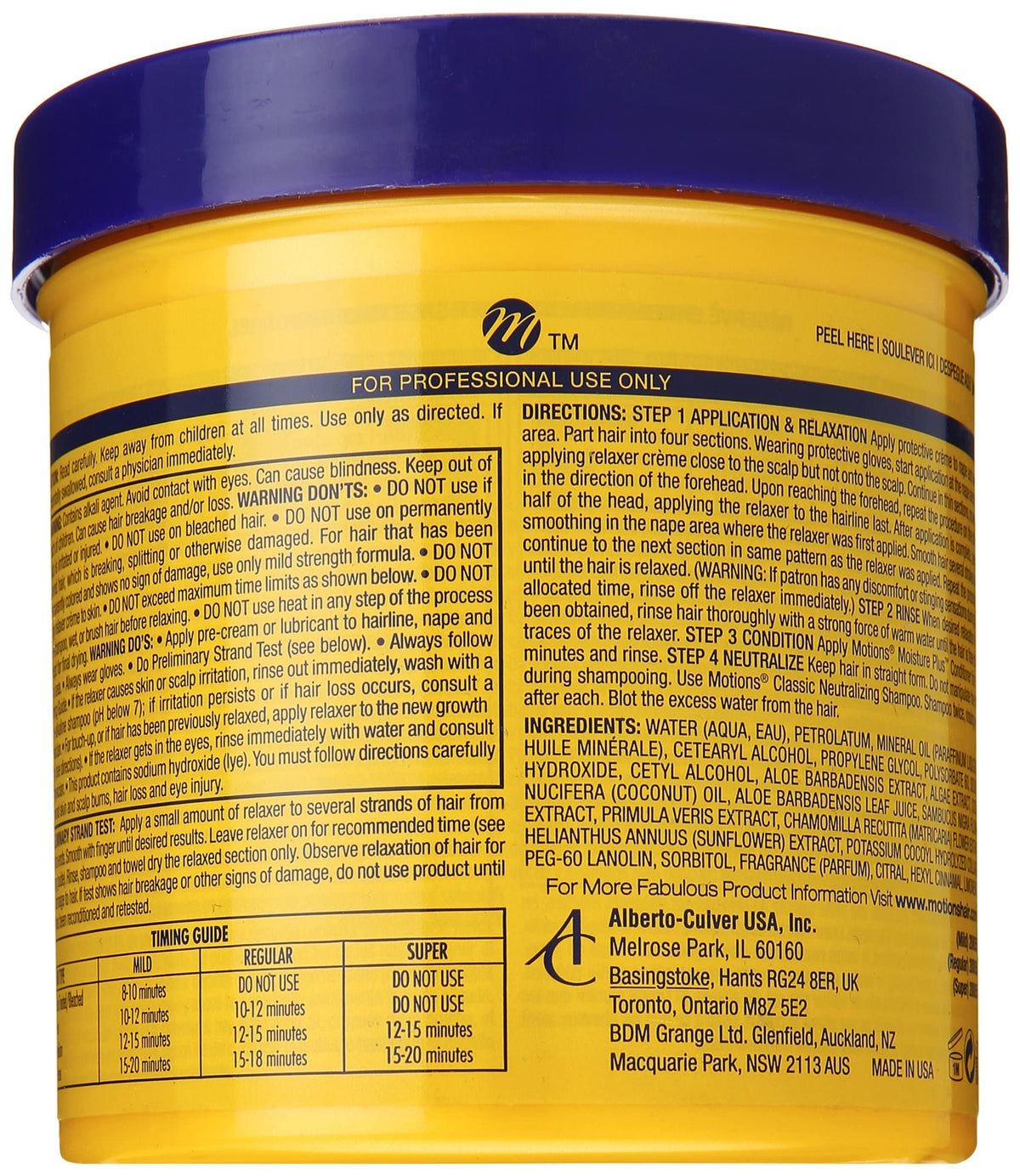 Motions Professional Hair Relaxer Smooth and Silken Super bottle pour showing ready-to-use formula