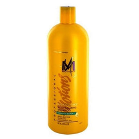 Motions sulfate-free neutralizing shampoo bottle close-up highlights the large 32 oz size for value