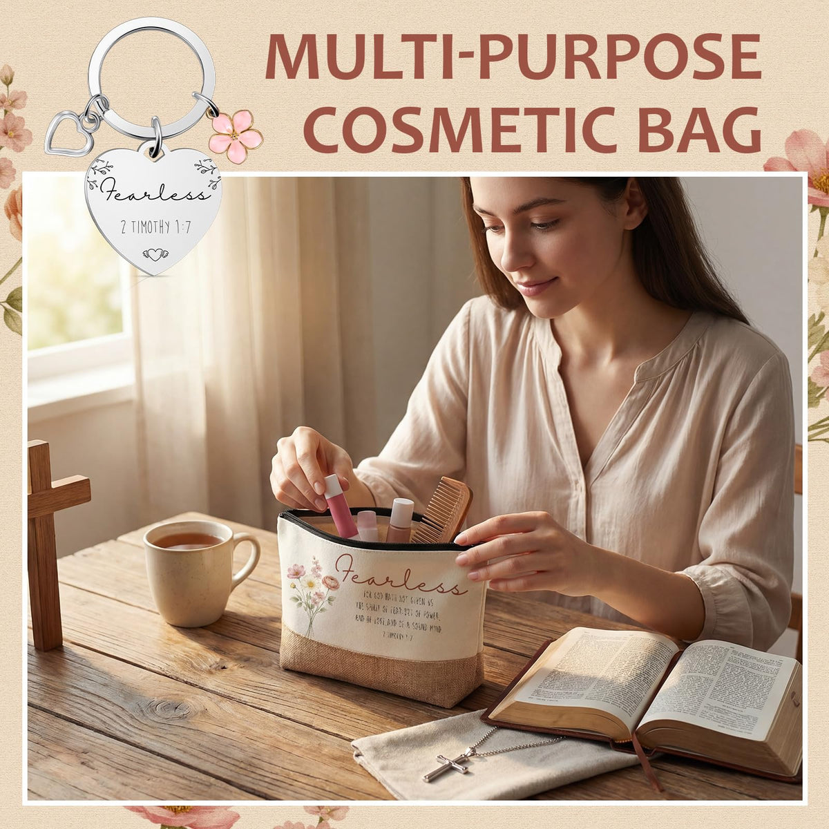Motipuns Bible verse gift set with floral design and uplifting message