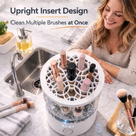 Mottinhill makeup brush cleaner compact design fits small spaces on vanity