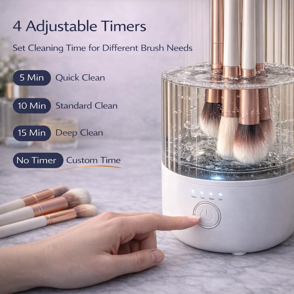 Mottinhill makeup brush cleaner four-speed dial enables tailored brush cleaning