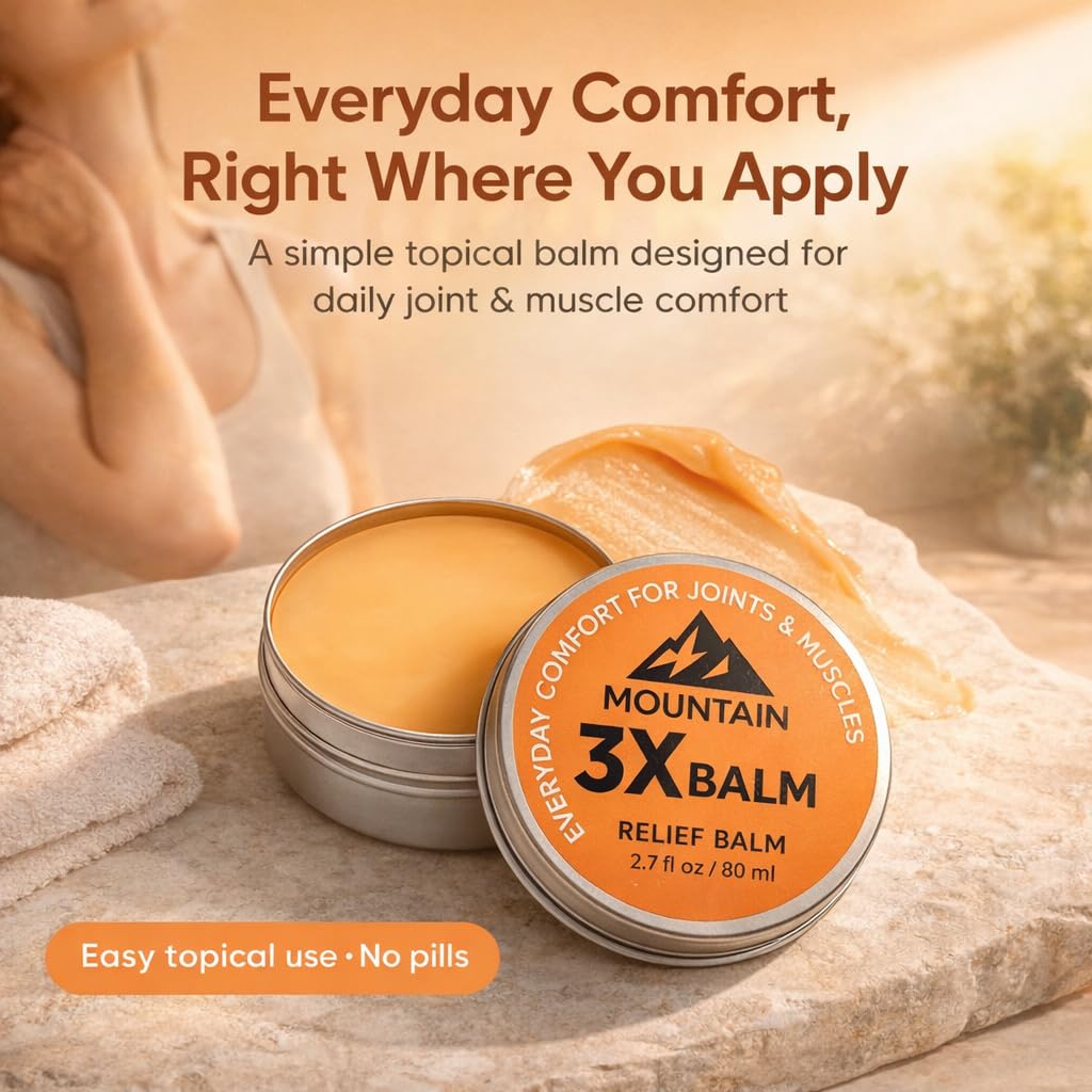 Mountain 3X MSM Balm arnica flowers hint at natural ingredients.