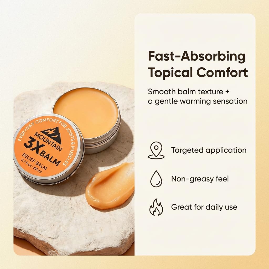 Mountain 3X MSM Balm back application helps ease stiffness during daily tasks.