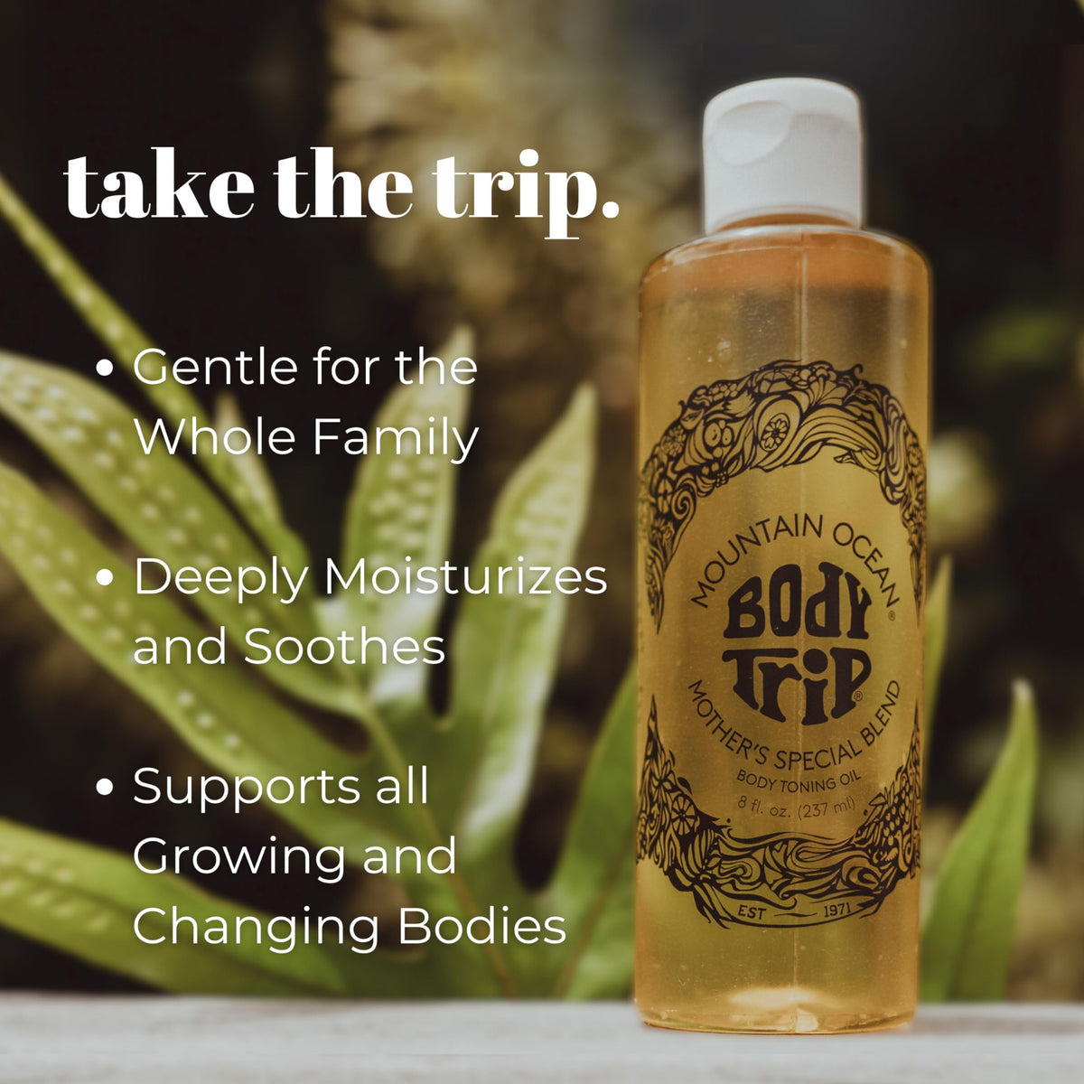 Mountain Ocean Body Trip application on arm demonstrates light, non-greasy hydration