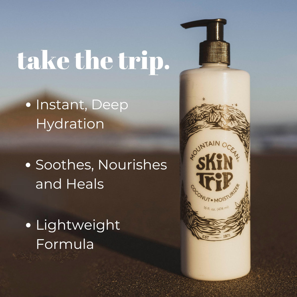 Mountain Ocean Skin Trip Coconut Body Lotion texture closeup shows creamy consistency