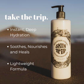 Mountain Ocean Skin Trip Coconut Body Lotion texture closeup shows creamy consistency