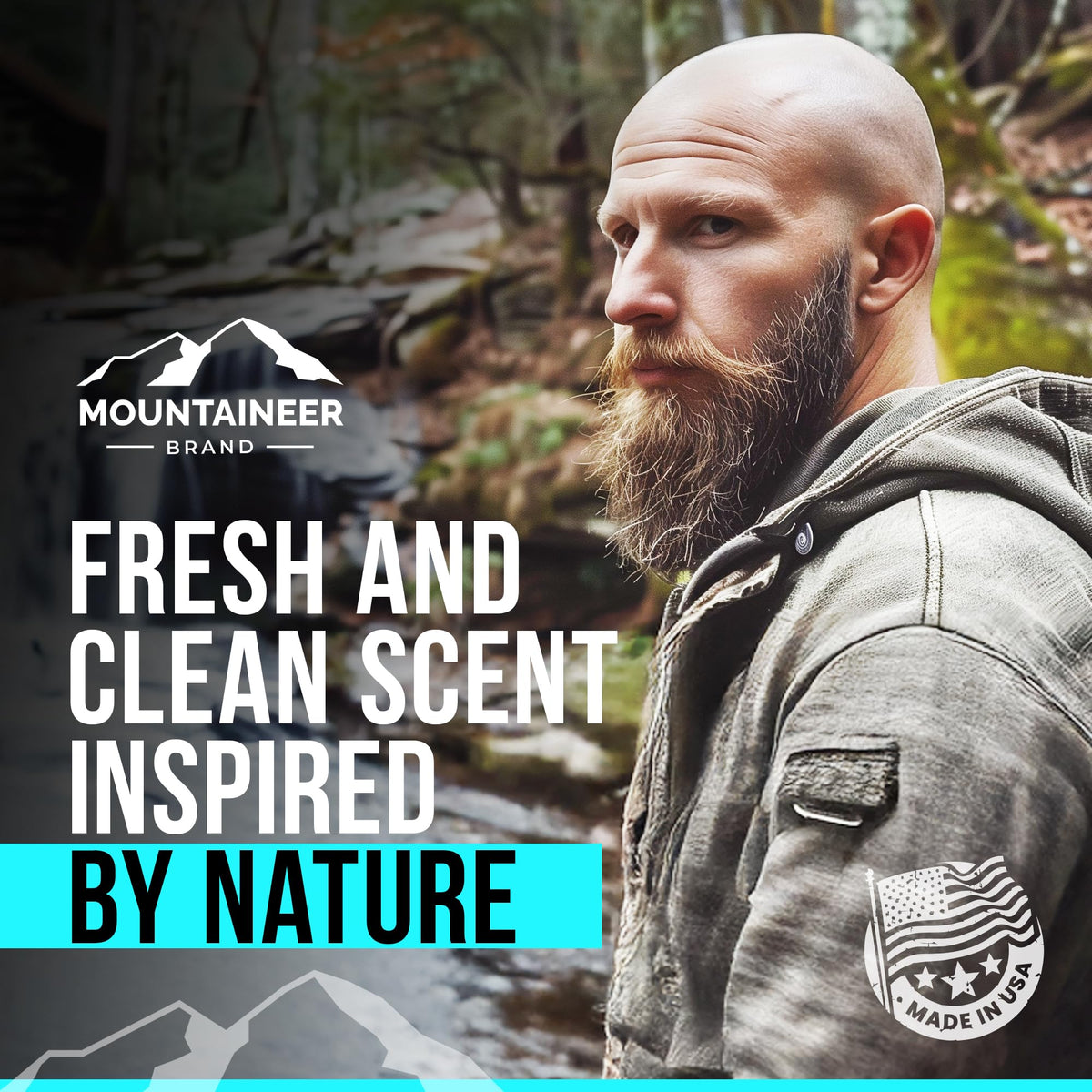 Mountaineer Brand Bald Head Exfoliator bathroom scene conveys daily routine readiness.