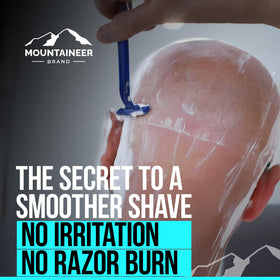 Mountaineer Brand Bald Head Exfoliator product packaging front highlights WV-made claim.