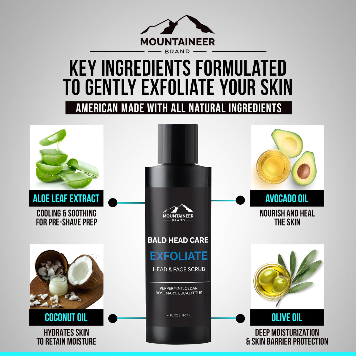 Mountaineer Brand fresh natural scent bottle steam evokes refreshing grooming ritual