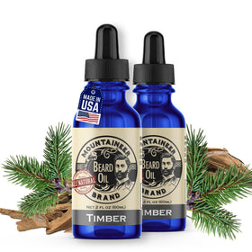 Mountaineer Brand Timber Scent Beard Oil bottle for hydrated, soft beards.