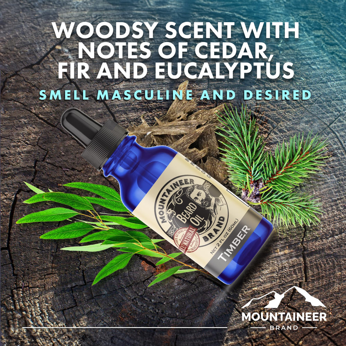 Mountaineer Brand Timber Scent Beard Oil pour for easy daily grooming.