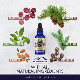 Mountaineer Brand Timber Scent Beard Oil texture on skin for moisturized feel.