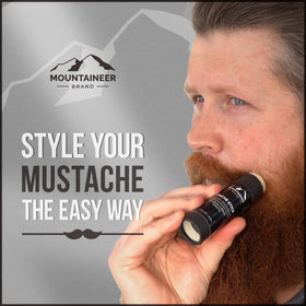 Mountaineer Brand Stache Stick apply-twist for precise shaping.