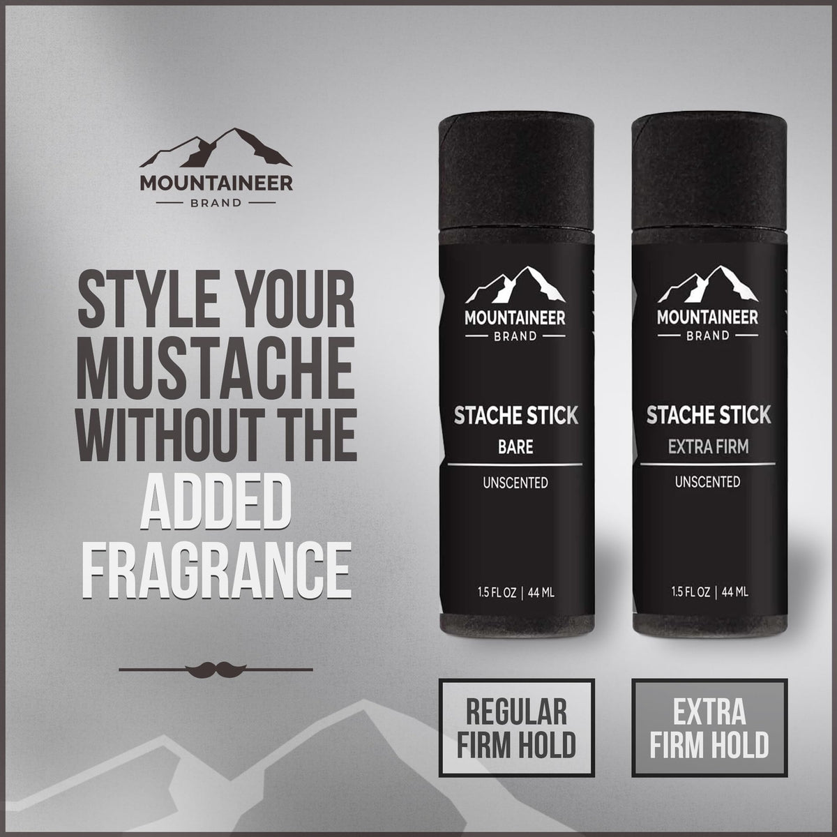 Mountaineer Brand Stache Stick no-chemicals formula without petroleum.