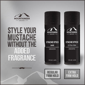 Mountaineer Brand Stache Stick no-chemicals formula without petroleum.