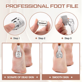Moxweyeni double-sided foot file offering versatile exfoliation for varied skin.