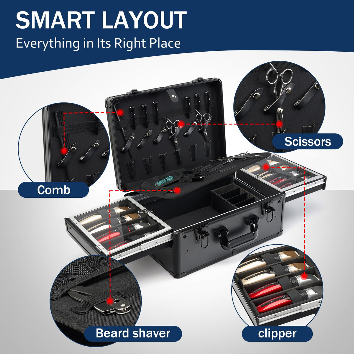 MoyRetty case with eight shear holders for organized styling on site