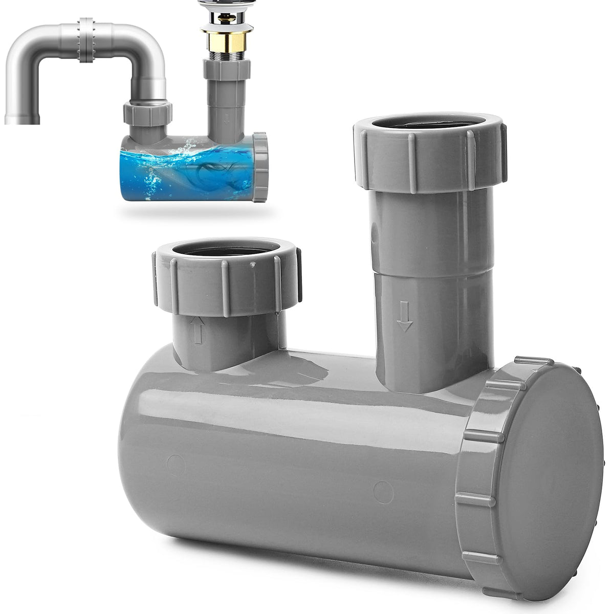MoyRetty universal shampoo-bowl-trap installs easily on standard drains for salons