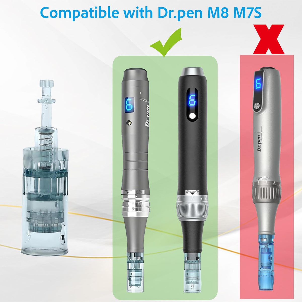 Compatibility image confirms MPK cartridges fit Dr Pen M8 and M7S
