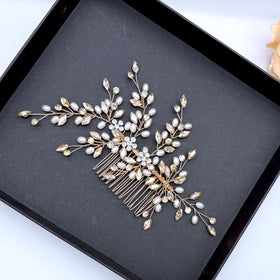 Mpoikba bridal headpiece with secure combs for versatile wear