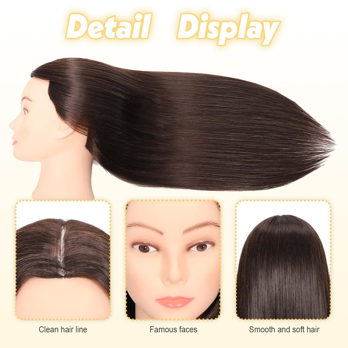 MQHIHI head used for precise hair cutting practice with natural-like hair.