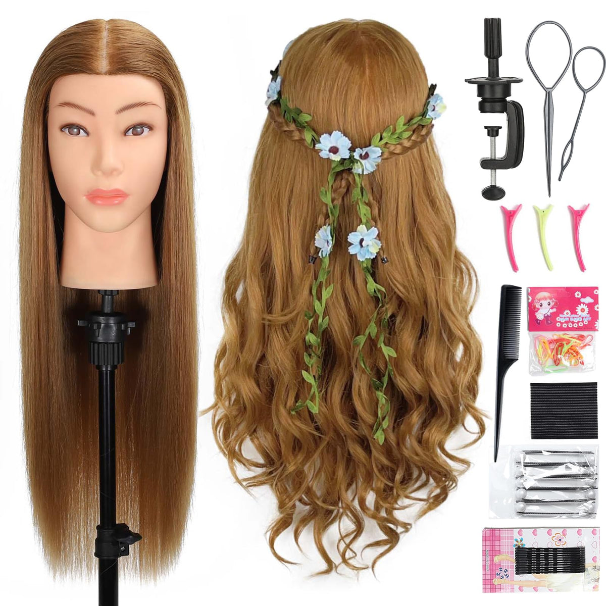 MQHIHI mannequin head close-up shows real hair texture for realistic braiding practice