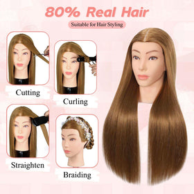 MQHIHI head with light brown 80% real hair length 26-28 inches for long styles