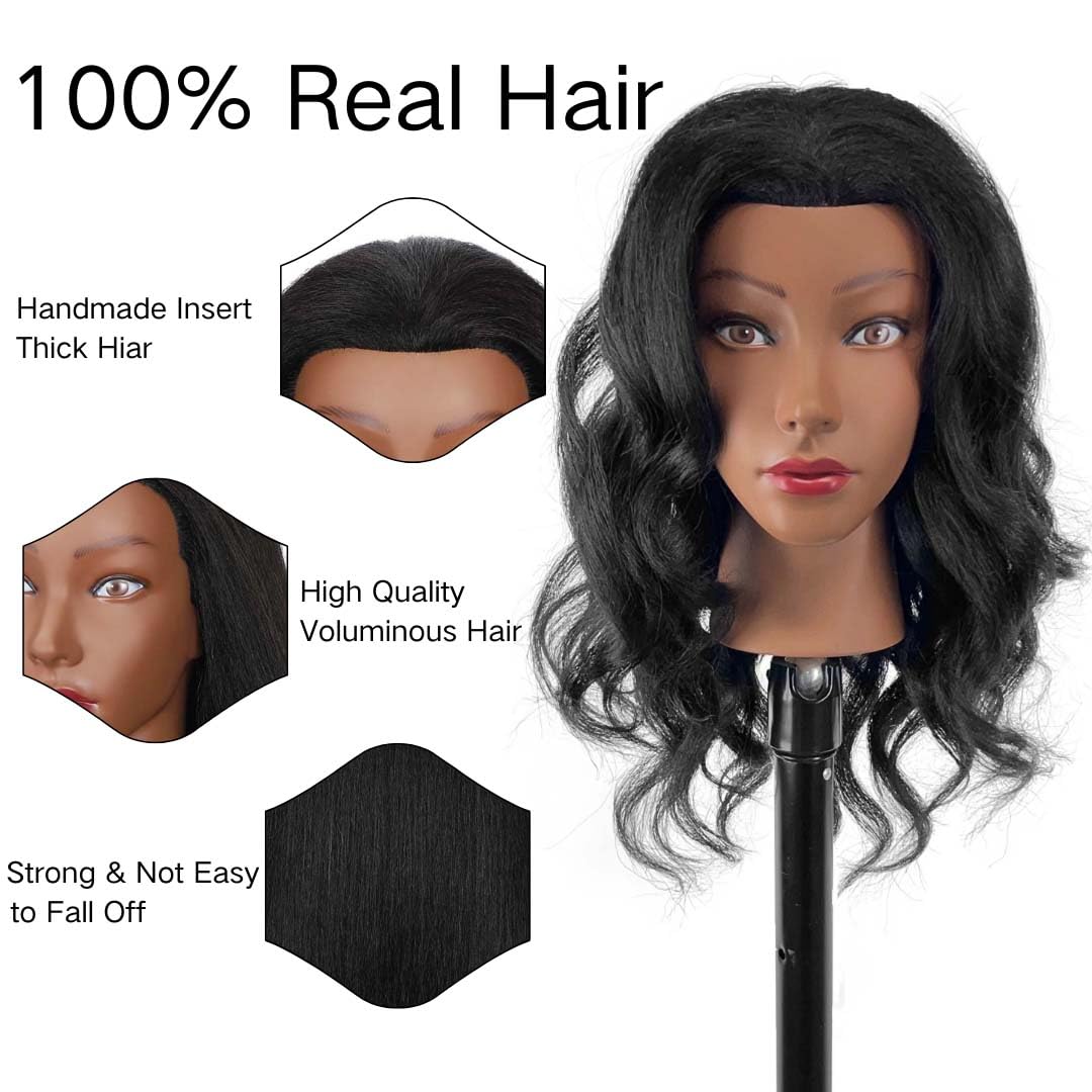 MQHIHI mannequin head hair detail close-up showing natural texture for styling realism.