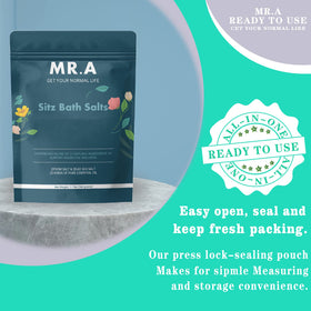 MR.A Sitz Bath Salts essential oils blend enhances aroma and soothing soak.